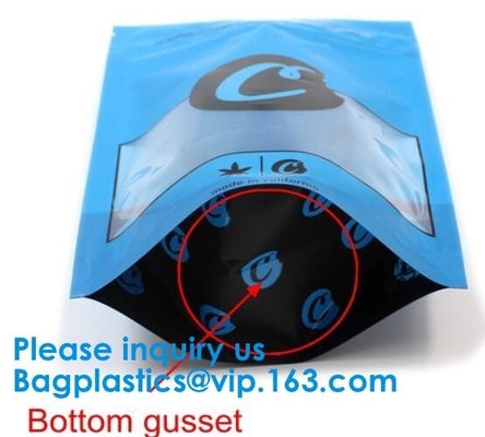 Custom Logo Printed Mylar Bag, Various Color Clear Window Bag, Zip lockk Packaging Mylar Pouch