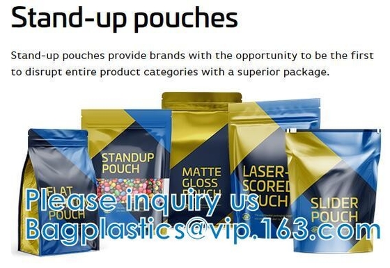 Stand Up Pouch With Resealable Zip lockk And Clear Window, Multi-purpose, small size, Aluminum Mylar Foil