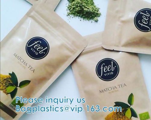 Kraft paper pouch, Odor Proof Bags, Zip Top Waterproof For Food Storage, Heavy Duty Zip lockk, Heat Sealable