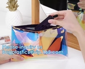 DAZZLING HOLOGRAPHIC, TPU PVC Laser Cosmetic Bag, Makeup Organizer Bags, Jelly Purse, Hanging Toiletry