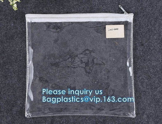 Matte Frosted PVC EVA Swimwear Clothing Zip lockk Bag, Biodegradable Cosmetic Slider Zipper Packaging Bag