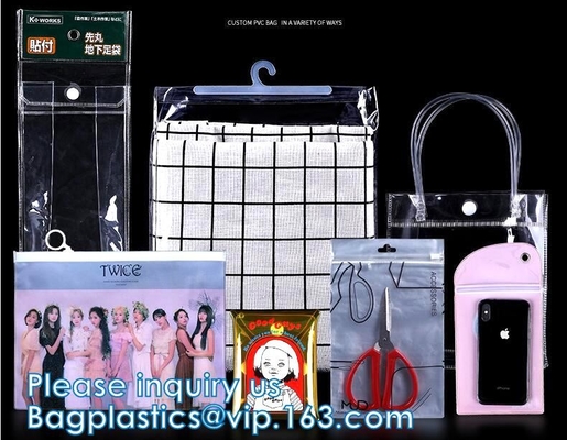 Handle Zip lockk Bags, Hook Bags, Hanger Bags, Underwear Packaging, Garment Clothes Bags, Button Closure