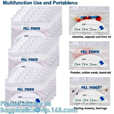 Medicine Bags, Zip lockk Accessory Bags, Pill Baggies, Supplements organizer, Medication Pouch, Vitamin Storage