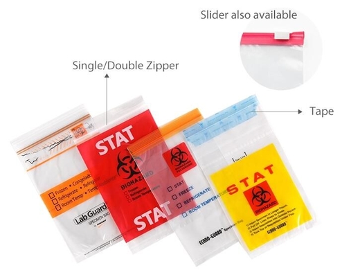 Reusable Resealable Biohazard Specimen Bags, Laboratory Sample Bag, Zip lockk, Outside Pocket Paperwork Pouch