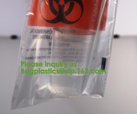Reusable Resealable Biohazard Specimen Bags, Laboratory Sample Bag, Zip lockk, Outside Pocket Paperwork Pouch