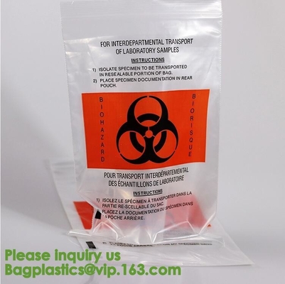 Reusable Resealable Biohazard Specimen Bags, Laboratory Sample Bag, Zip lockk, Outside Pocket Paperwork Pouch