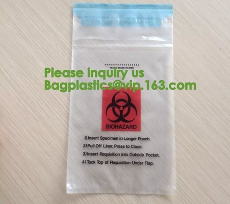 Reusable Resealable Biohazard Specimen Bags, Laboratory Sample Bag, Zip lockk, Outside Pocket Paperwork Pouch