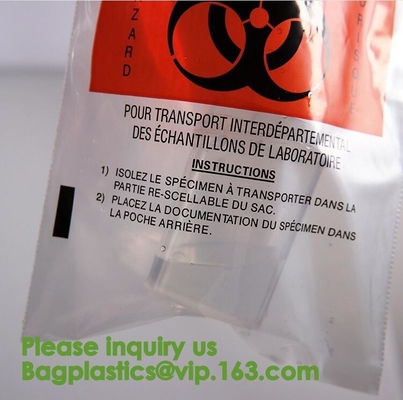 Reusable Resealable Biohazard Specimen Bags, Laboratory Sample Bag, Zip lockk, Outside Pocket Paperwork Pouch