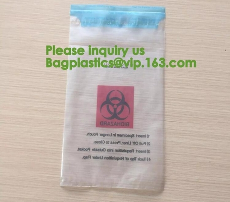 Reusable Resealable Biohazard Specimen Bags, Laboratory Sample Bag, Zip lockk, Outside Pocket Paperwork Pouch