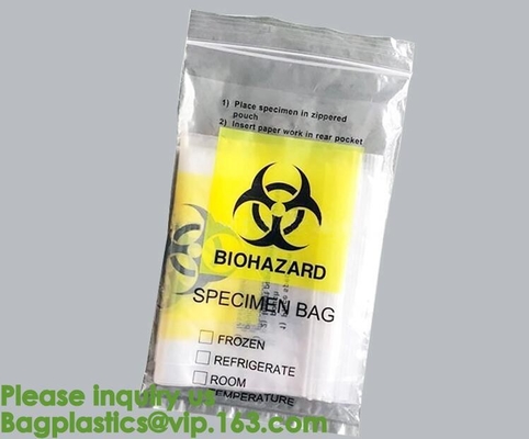 Reusable Resealable Biohazard Specimen Bags, Laboratory Sample Bag, Zip lockk, Outside Pocket Paperwork Pouch
