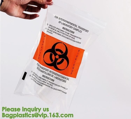Reusable Resealable Biohazard Specimen Bags, Laboratory Sample Bag, Zip lockk, Outside Pocket Paperwork Pouch