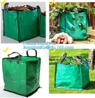 Outdoor Large Capacity Garden Gallon Waterproof Green Lawn PE Woven Waste Bags, Reusable Yard Waste Bags