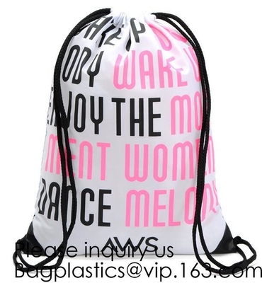 Biodegradable Drawstring Laundry Bag customzied, Logo Printed Poly Hotel, Travel Laundry belonging Bag