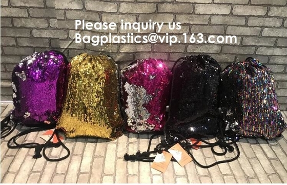 Sequin Drawstring Backpack Christmas Gift Party Bag, Organza Pouch, Satin Pouch Silk Pouch, Suede Pouch