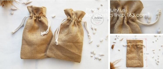 Drawstring Burlap Natrual Jute Sacks Jewelry Candy Pouch Christmas Wedding Party Favor Gift Bags