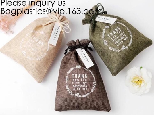 Drawstring Burlap Natrual Jute Sacks Jewelry Candy Pouch Christmas Wedding Party Favor Gift Bags