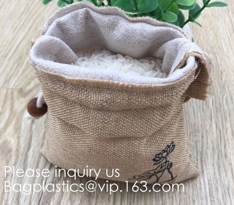 Drawstring Burlap Natrual Jute Sacks Jewelry Candy Pouch Christmas Wedding Party Favor Gift Bags