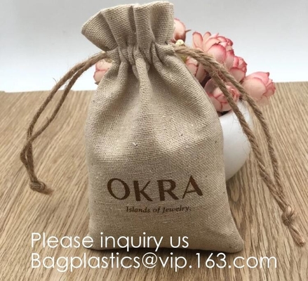 Drawstring Burlap Natrual Jute Sacks Jewelry Candy Pouch Christmas Wedding Party Favor Gift Bags