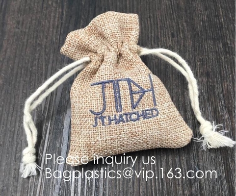 Drawstring Burlap Natrual Jute Sacks Jewelry Candy Pouch Christmas Wedding Party Favor Gift Bags