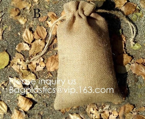 Drawstring Burlap Natrual Jute Sacks Jewelry Candy Pouch Christmas Wedding Party Favor Gift Bags