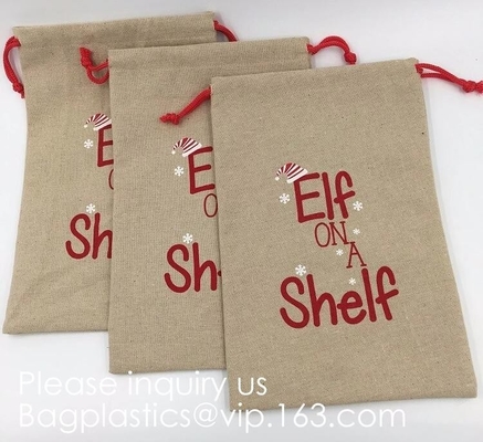 Drawstring Burlap Natrual Jute Sacks Jewelry Candy Pouch Christmas Wedding Party Favor Gift Bags