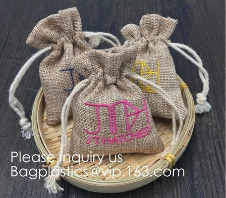 Drawstring Burlap Natrual Jute Sacks Jewelry Candy Pouch Christmas Wedding Party Favor Gift Bags