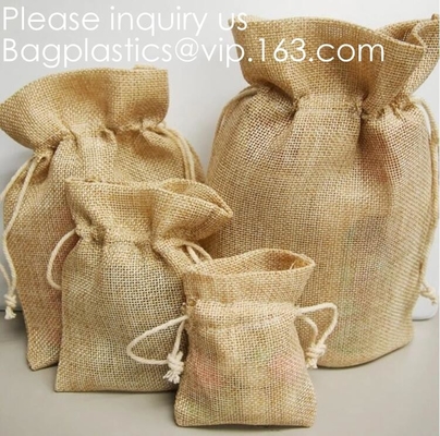 Drawstring Burlap Natrual Jute Sacks Jewelry Candy Pouch Christmas Wedding Party Favor Gift Bags