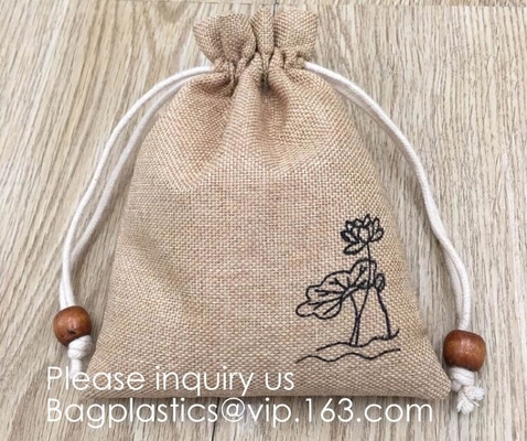 Drawstring Burlap Natrual Jute Sacks Jewelry Candy Pouch Christmas Wedding Party Favor Gift Bags