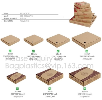 Custom Pizza Packing Paper Box Corrugated With Different Size, Recycle Paper Simple Pizza Package Lunch Box