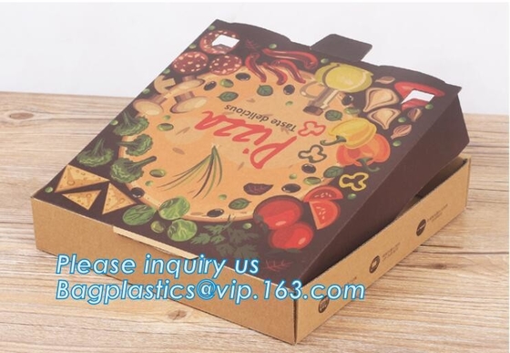 Custom Pizza Packing Paper Box Corrugated With Different Size, Recycle Paper Simple Pizza Package Lunch Box