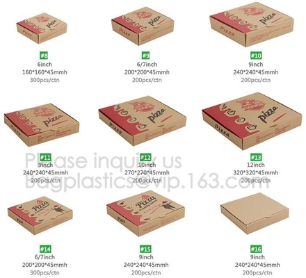 Custom Pizza Packing Paper Box Corrugated With Different Size, Recycle Paper Simple Pizza Package Lunch Box