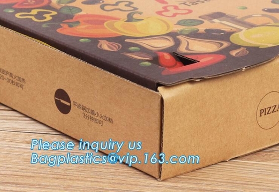 Custom Pizza Packing Paper Box Corrugated With Different Size, Recycle Paper Simple Pizza Package Lunch Box