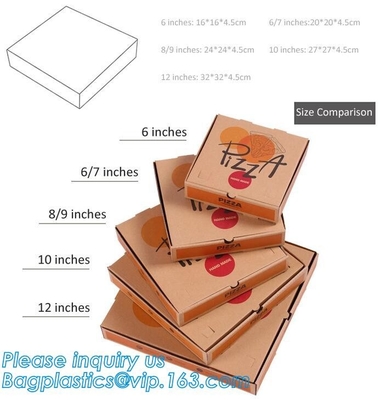 Custom Pizza Packing Paper Box Corrugated With Different Size, Recycle Paper Simple Pizza Package Lunch Box