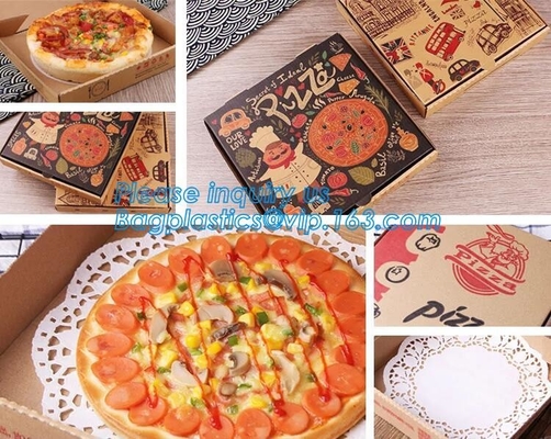 Custom Pizza Packing Paper Box Corrugated With Different Size, Recycle Paper Simple Pizza Package Lunch Box