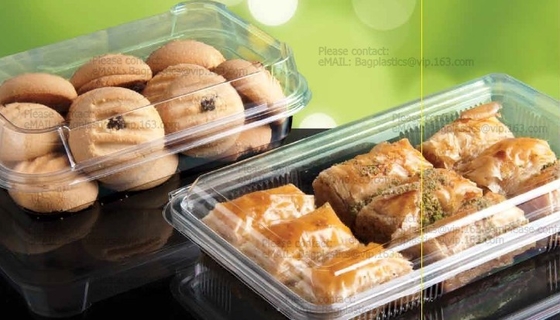 Clamshell Hinged Blister Salad Foldable Pack, Compartment Meal Prep Container Airtight Take Away Lunch Box