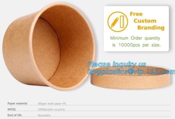 Eco Friendly, Oil Resistant, Salad Soup Rice Noodles Bowl, Bamboo Pulp, Disposable, Kraft Paper Bowl Lid