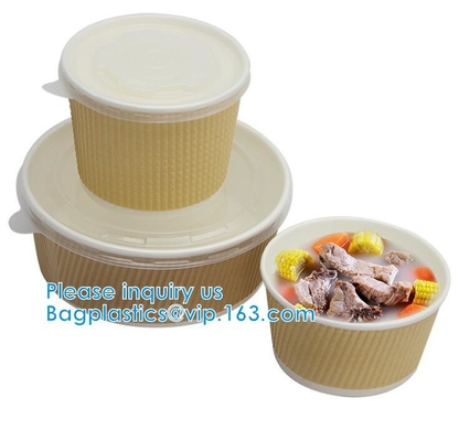 Eco Friendly, Oil Resistant, Salad Soup Rice Noodles Bowl, Bamboo Pulp, Disposable, Kraft Paper Bowl Lid