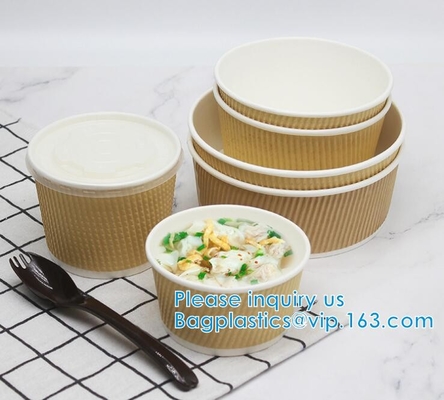 Eco Friendly, Oil Resistant, Salad Soup Rice Noodles Bowl, Bamboo Pulp, Disposable, Kraft Paper Bowl Lid