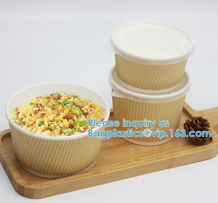 Eco Friendly, Oil Resistant, Salad Soup Rice Noodles Bowl, Bamboo Pulp, Disposable, Kraft Paper Bowl Lid