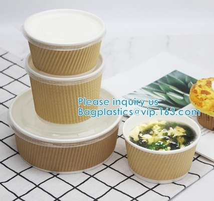 Eco Friendly, Oil Resistant, Salad Soup Rice Noodles Bowl, Bamboo Pulp, Disposable, Kraft Paper Bowl Lid