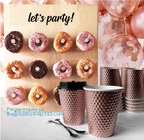 Metallic Party Rose Gold Cups, Lid Spoon, Rose Gold Party Decorations, Bridal Shower Decorations, Coffee Cups