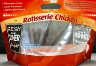 Barrier, Moisture Proof, Kraft Rotisserie Chicken Bags Hot Meal Packaging Deli Bag With Resealable Zipper Lock