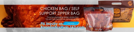 Barrier, Moisture Proof, Kraft Rotisserie Chicken Bags Hot Meal Packaging Deli Bag With Resealable Zipper Lock