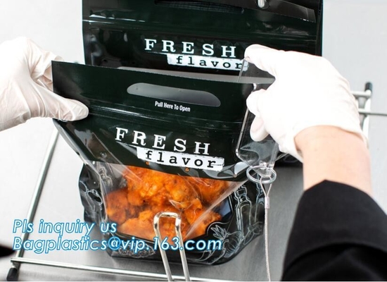 Biodegradable Stand Up Anti-Fog Hot Roast Chicken Zipper Bag Microwave Rotisserie Chicken Bag With Handle