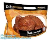 Anti Fog Hot Rotisserie Chicken Bags, Microwaveable Roasted meat Packaging Bag With Resealable Slider Zipper