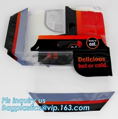 Custom Printed Zip lockk Handle Bags, Stand Up Pouch with Clear Window, Rotisserie Fried Chicken Packing