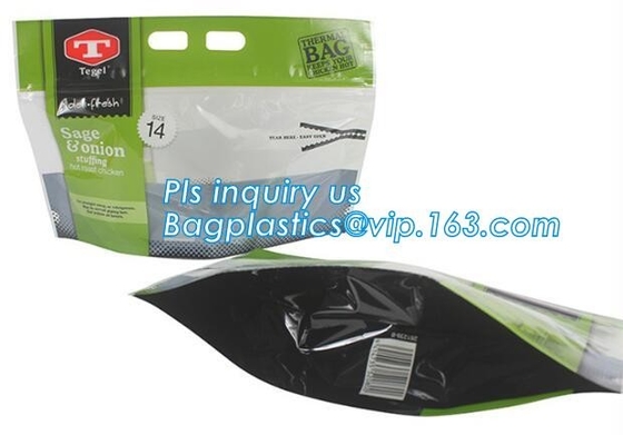 Custom Printed Zip lockk Handle Bags, Stand Up Pouch with Clear Window, Rotisserie Fried Chicken Packing