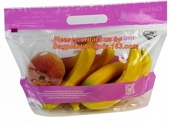 Slider Zipper Fruit Vegetable Bags, Customizable Stand Up With Handle Packing Bag, Fruits Storage Packaging