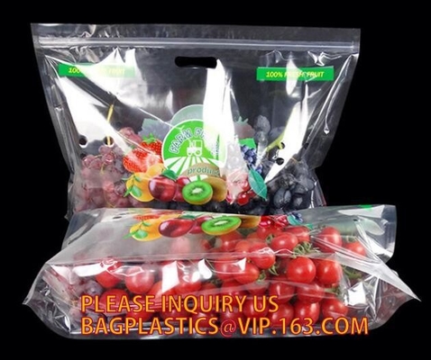 Fruit Packing Bags For Grapes Banana Vegetables Stand Up Plastic Food Bags, Stand Up Zipper Bag