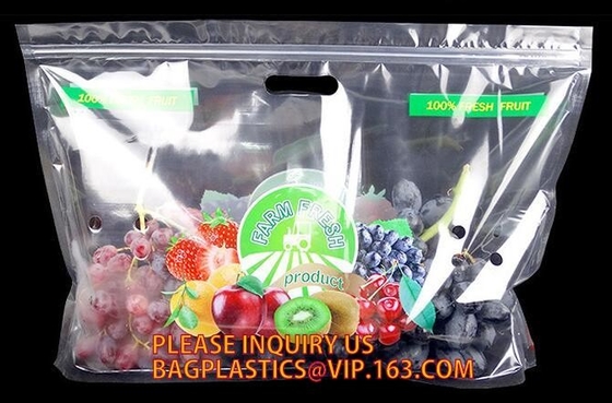 Fruit Packing Bags For Grapes Banana Vegetables Stand Up Plastic Food Bags, Stand Up Zipper Bag